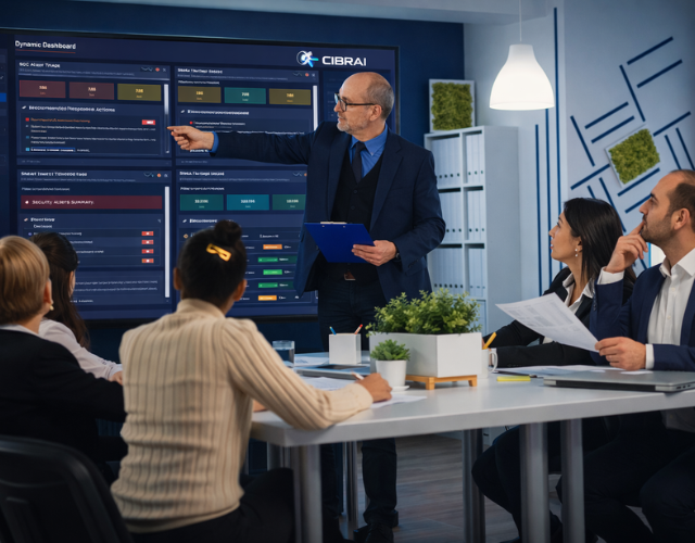 Executive presenting security report to board