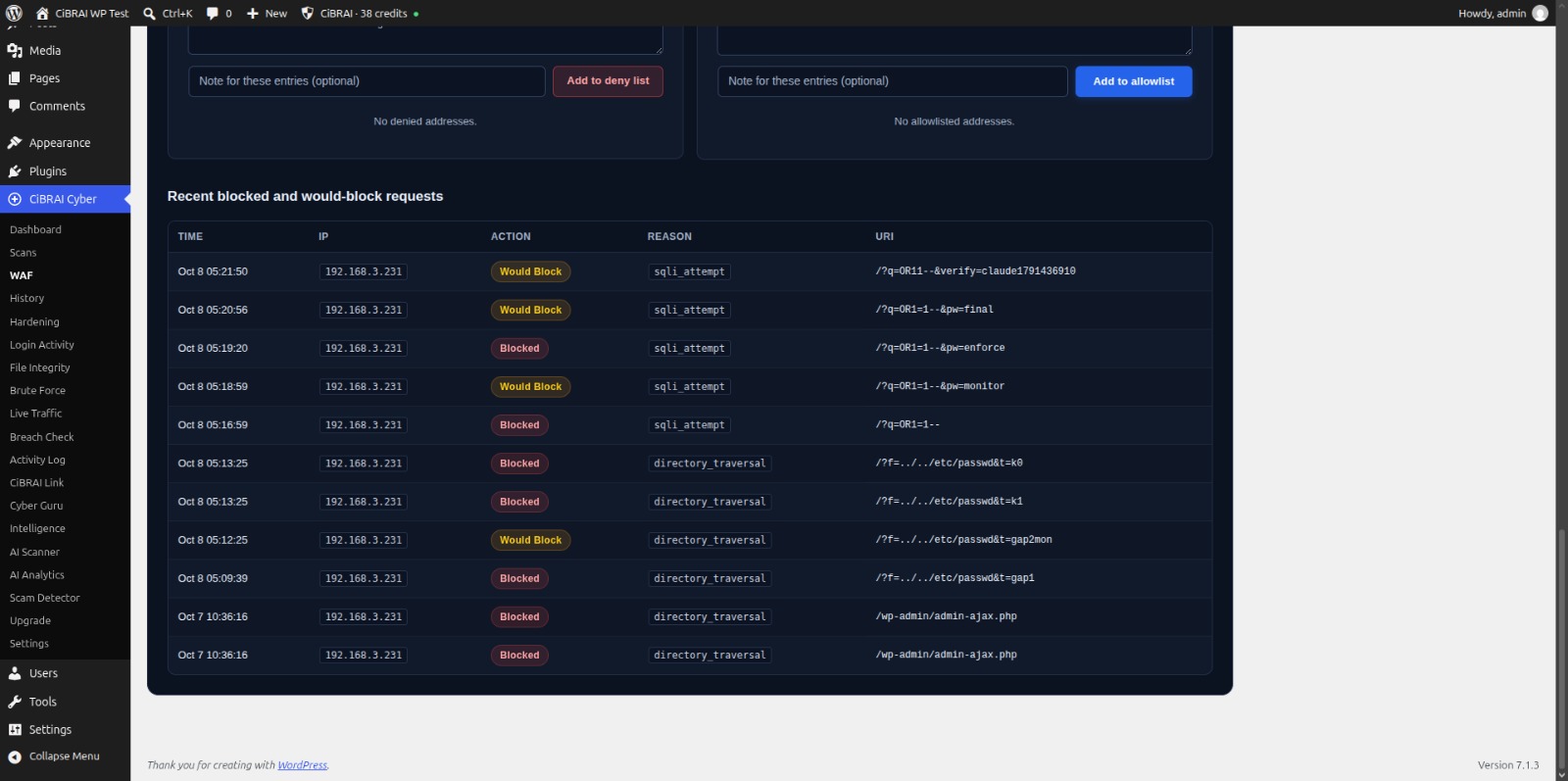 CiBRAI WordPress Cybersecurity Plugin - 12m Sub - Image 4